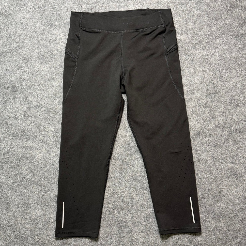 C9 Champion Black Capri Running Leggings‎ XS Reflective Zip Pocket